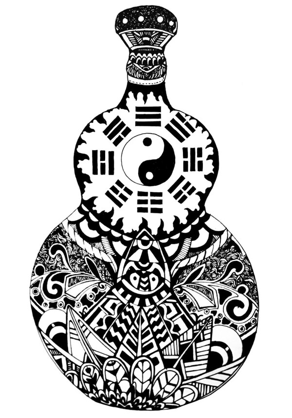 位圖插畫(huà)抽象手繪葫蘆免費(fèi)素材
