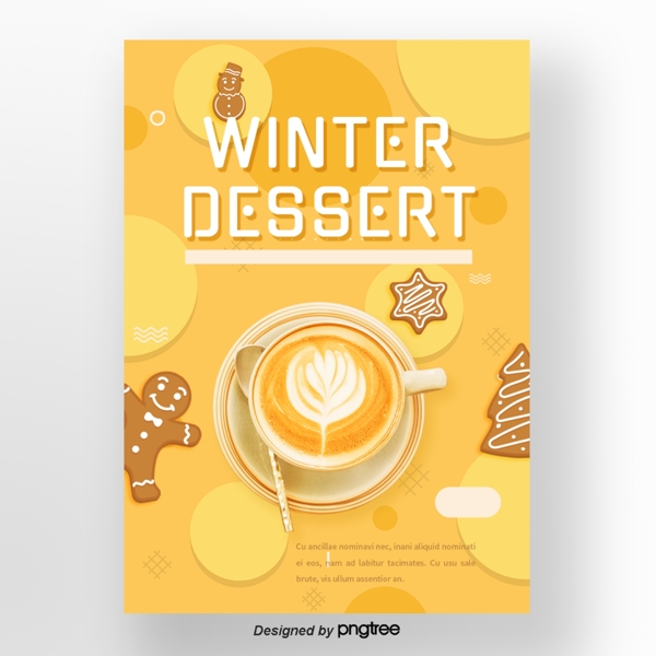 黄色的河圆形圣诞节gingerbreadman咖啡冬甜食品海报