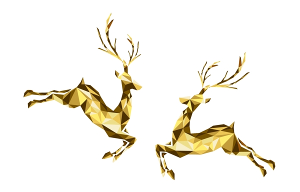 金色麋鹿圣诞装饰素材