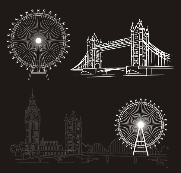 伦敦建筑摩天桥大本钟