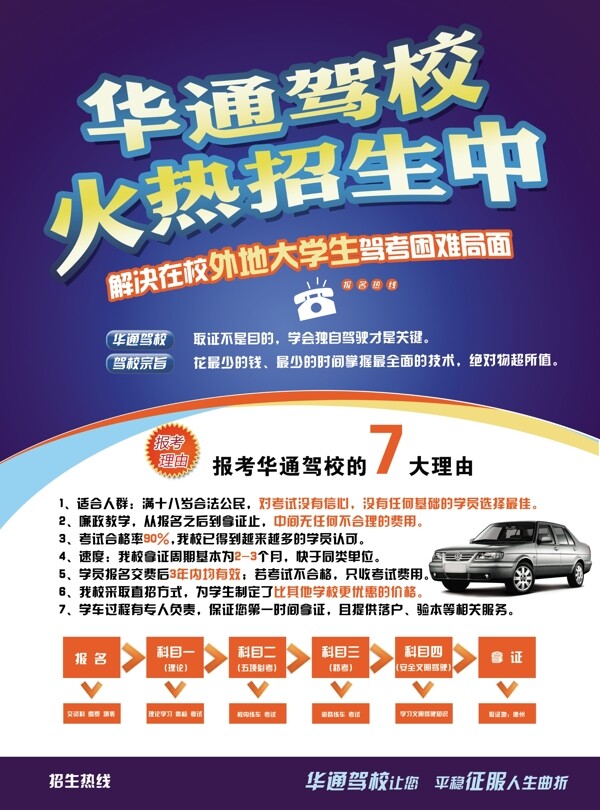駕校招生宣傳單頁圖片