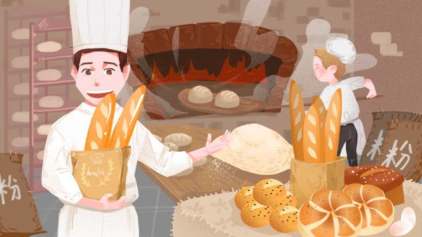 冬季美食手工老式窑炉烤面包