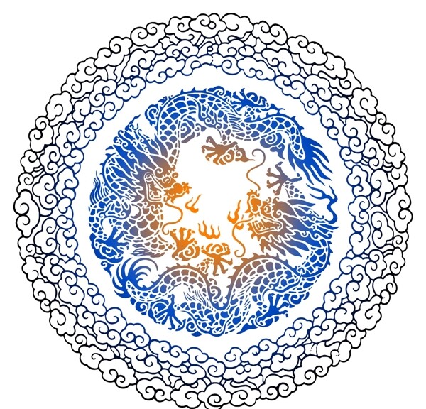 高清透明中国风龙型花纹素材图片