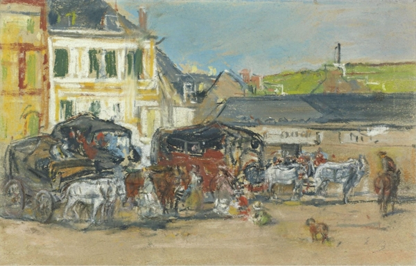 EugeneBoudinTheCarriages1880.jpeg畫家風(fēng)景畫靜物油畫建筑油畫裝飾畫