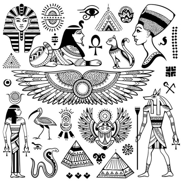 古埃及文字符号矢量素材