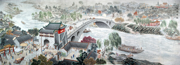 古鎮(zhèn)風(fēng)景裝飾畫