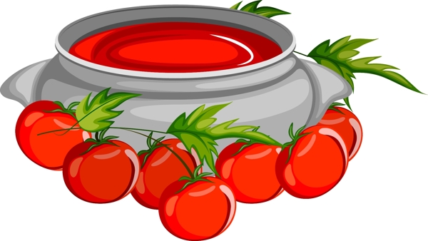手绘红色番茄酱元素
