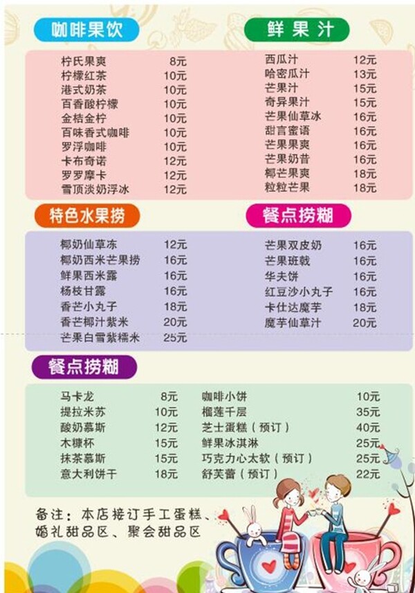 奶茶價(jià)目表