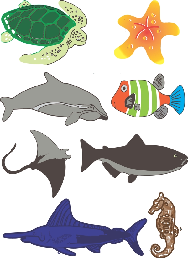 手繪海洋生物