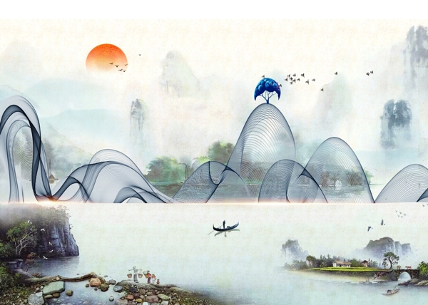 新中式背景墻