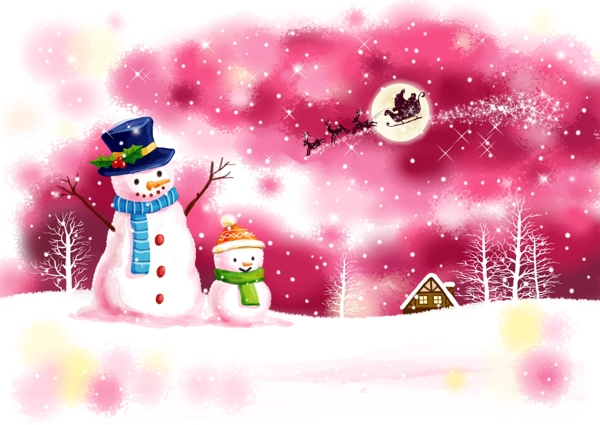 雪地上的雪人和樹木