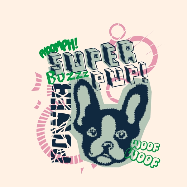 印花矢量圖卡通卡通動物狗文字免費素材