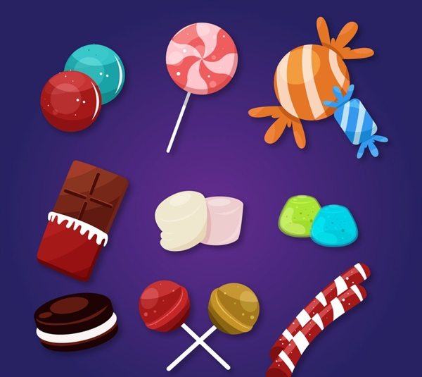 彩色甜食糖果巧克力矢量素材