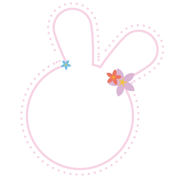 粉色小兔头可爱花朵造型边框