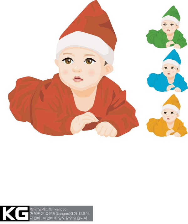 韩国圣诞宝宝AI矢量图