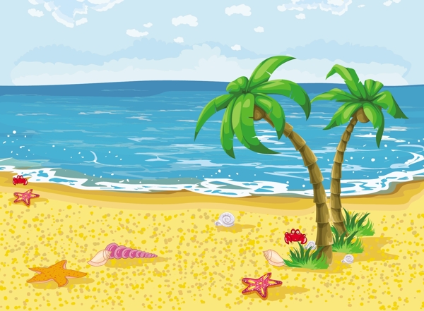 大海沙滩椰树