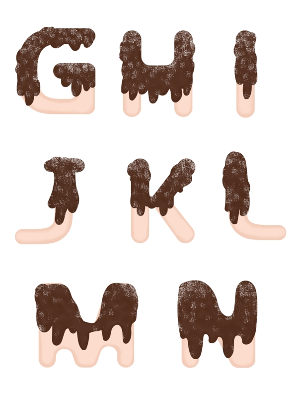 手绘巧克力糖果英文字母素材元素2