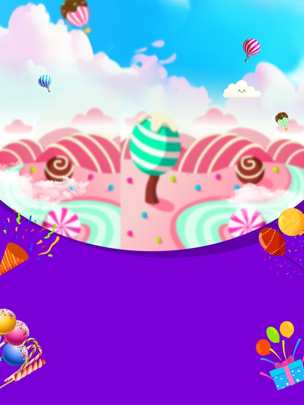 梦幻糖果世界儿童节背景设计