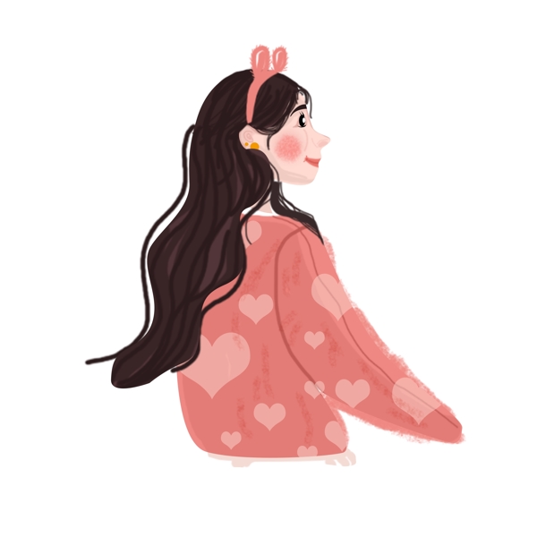 穿著愛心毛衣的少女