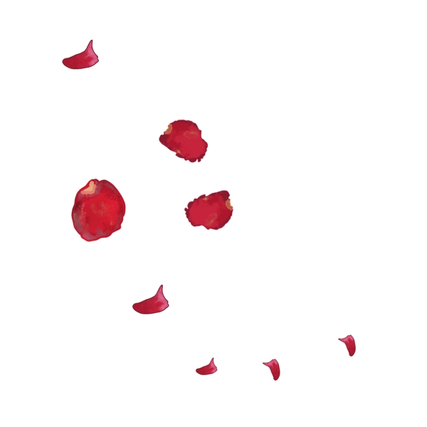 红色的漂浮花朵插画