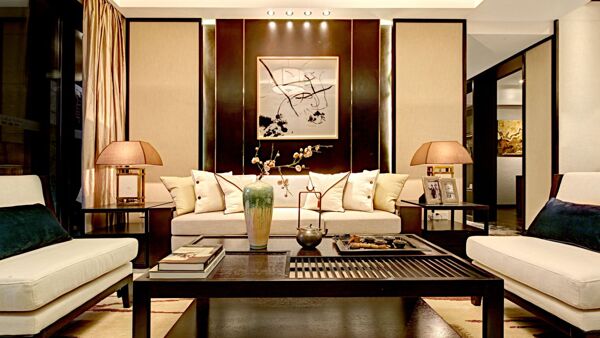 美式客厅方形木质茶几装修效果图