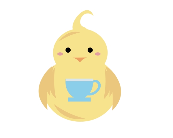 蓝色茶杯小鸡卡通图案logo