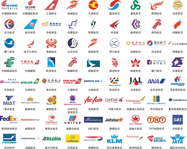 国内外常用航空公司Logo大全图片