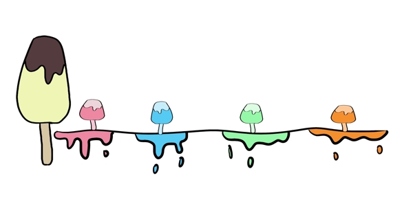 冰淇淋分割線手繪插畫