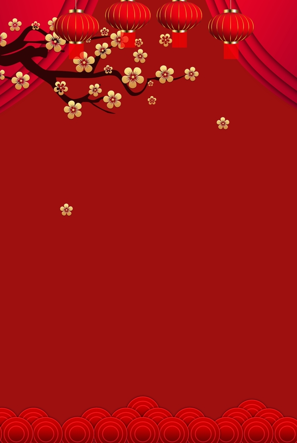 红色喜庆春节节日背景