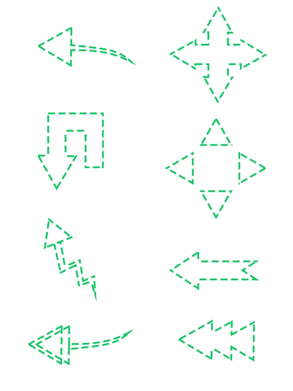 簡(jiǎn)約虛線綠色箭頭套圖