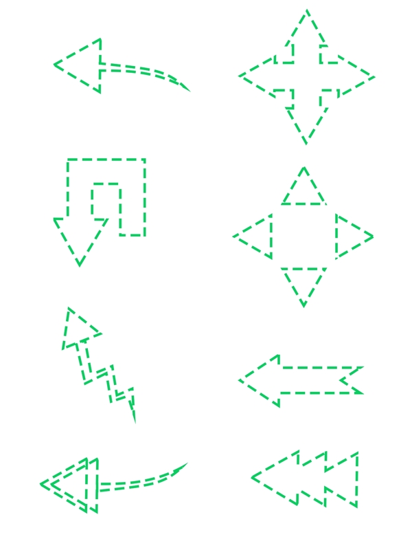 简约虚线绿色箭头套图