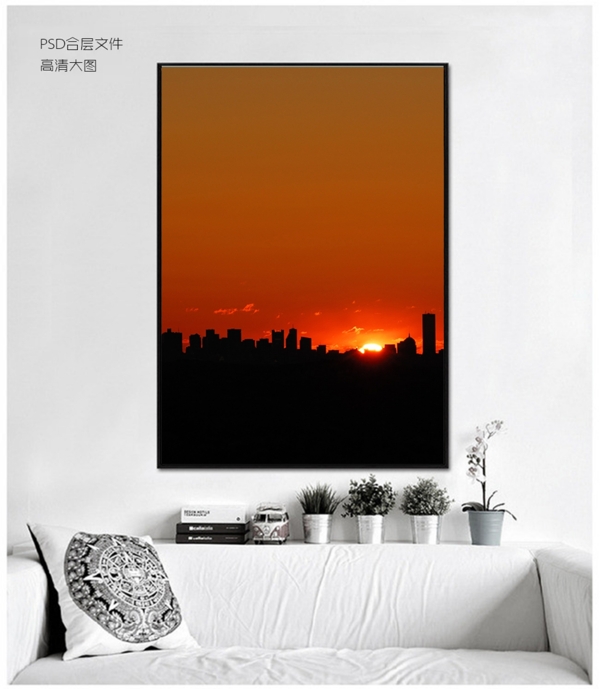 攝影晚霞夜幕配電箱無(wú)框裝飾畫(huà)