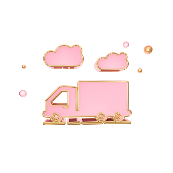 立体粉色集装箱车图标