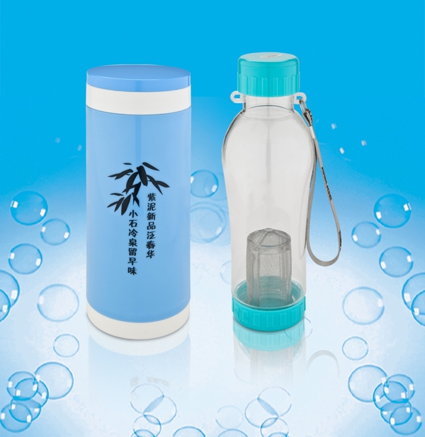 杯子水杯藍(lán)色白色水晶泡圖片