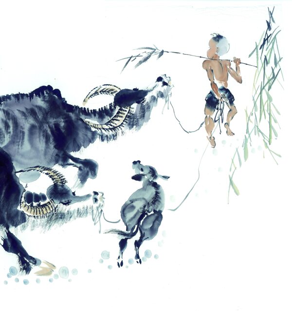 牧童拉牛