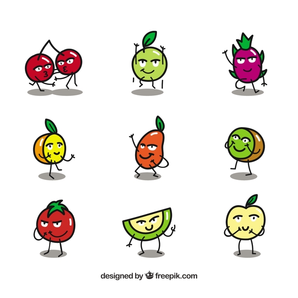 在平面设计表达水果的特征集