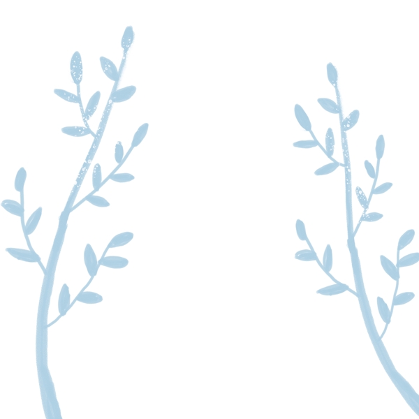 淡蓝色树枝卡通png素材