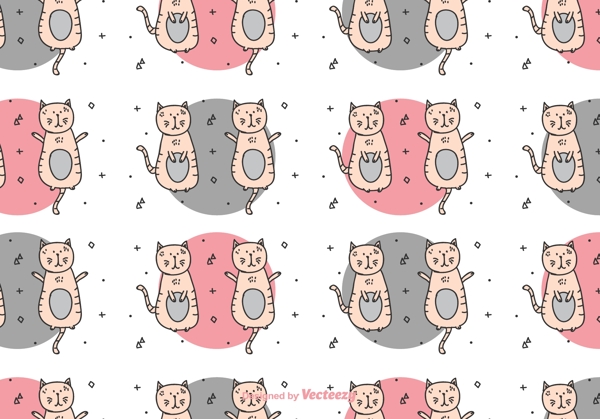 可爱日系手绘猫咪插画背景素材