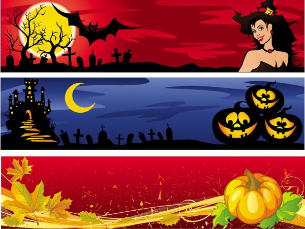 多款萬圣節(jié)banner矢量素材