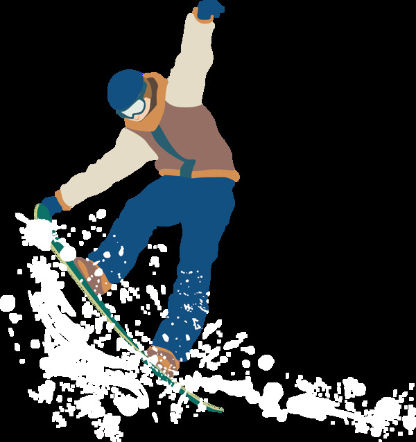 卡通滑雪人物png元素素材