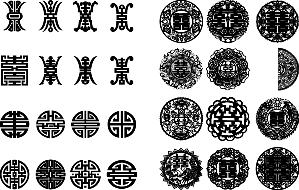 中国古代剪纸双囍字