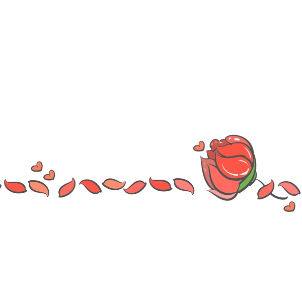 红色的鲜花分割线插画