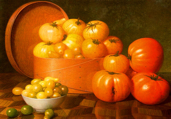 番茄蔬菜静物油画图片