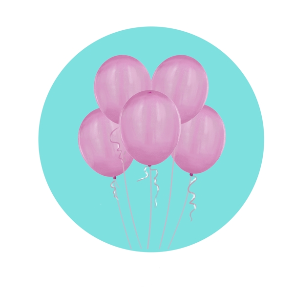 相片情人节手绘粉红色气球
