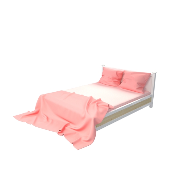 3D粉色凌乱双人床