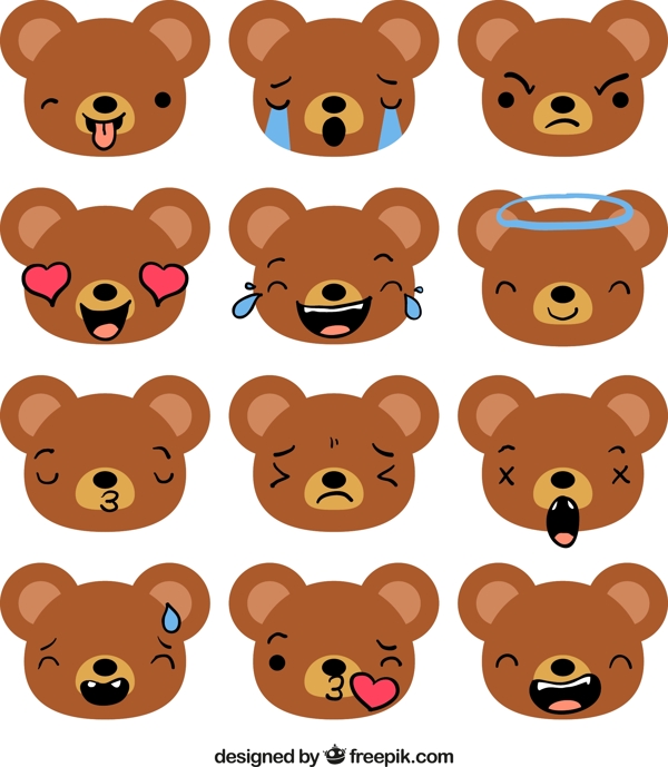 一组棕色小熊表情包