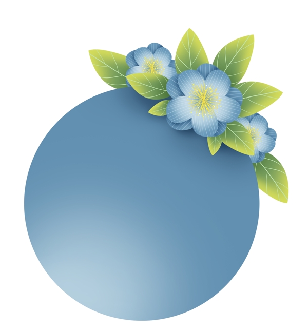 蓝色立体花朵文字框
