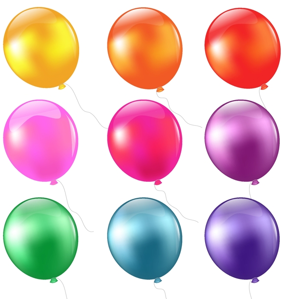 多彩氢气球矢量图AI
