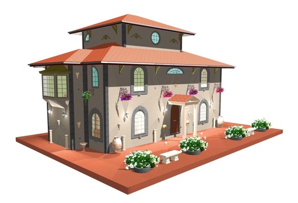3D花园洋房模型图片