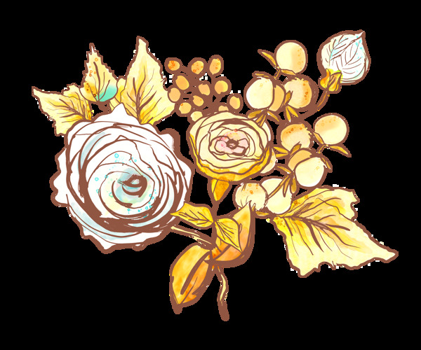 手繪時(shí)尚花卉卡通透明素材